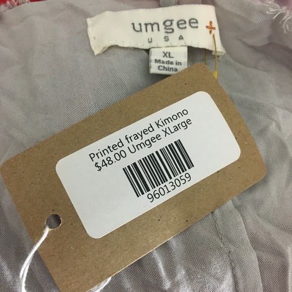 Last One! Umgee Regina Tribal Frayed Kimono New - Picture 7 of 8